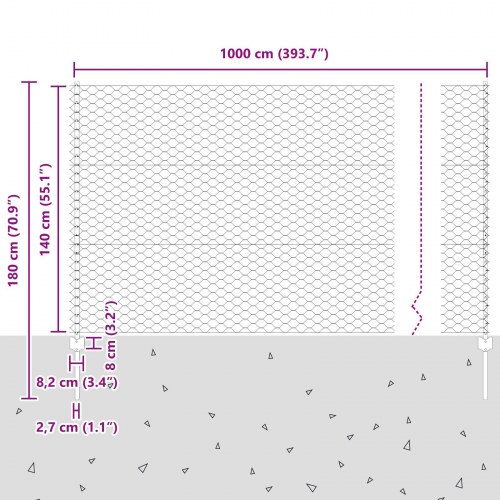 Hegnsposter 10 stk U-Kanal 140 cm Galvaniseret Stål, Hexagon Hegn 1.4x10 m Galvaniseret Stål