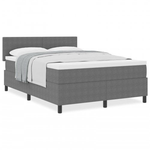 Box Spring Seng med Madras Lys Grå 140x200 cm Kordslagsstof