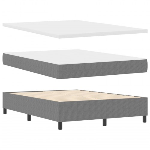 Box Spring Seng med Madras Lys Grå 140x200 cm Kordslagsstof