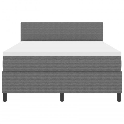 Box Spring Seng med Madras Lys Grå 140x200 cm Kordslagsstof