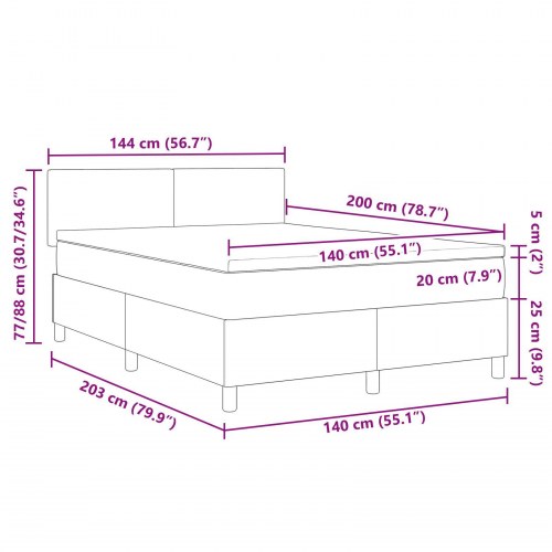 Box Spring Seng med Madras Lys Grå 140x200 cm Kordslagsstof