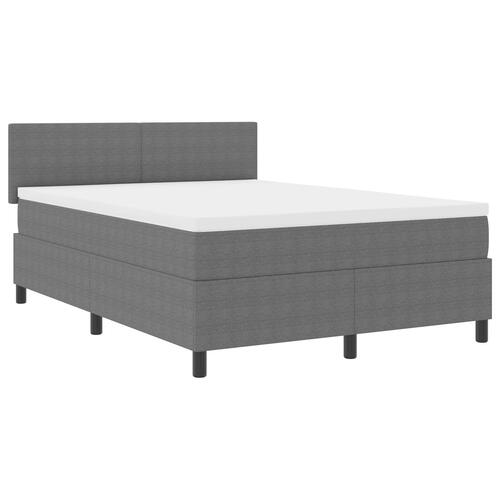 Box Spring Seng med Madras & LED Lys Grå 140x200 cm Fløjlstof