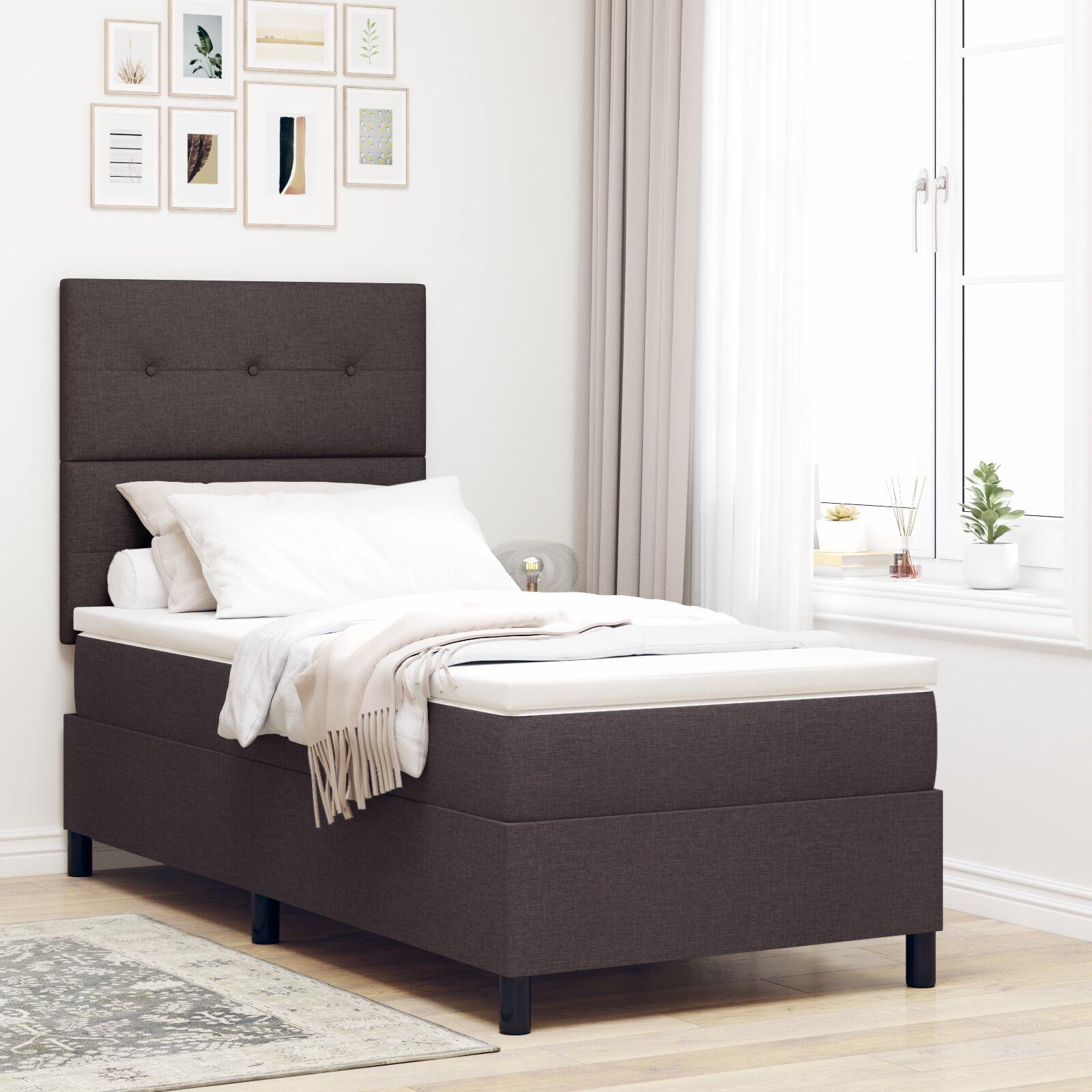 Box spring seng med hovedgærde Mørk Brun 100 x 200 cm Stof