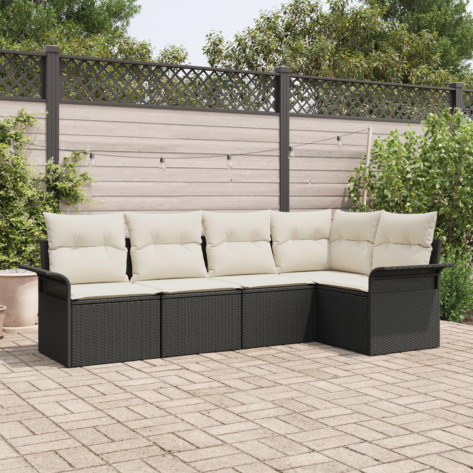 Havesofa Sæt med pude 5 stk 242.5 x 132.5 x 85 cm Poly rattan