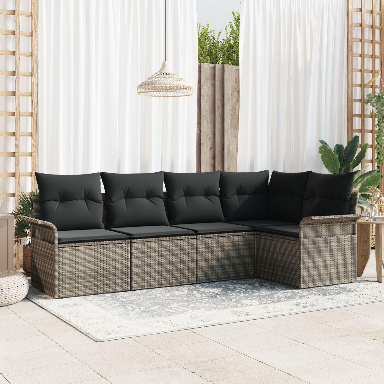 Havesofa Sæt med pude 5 stk 242.5 x 132.5 x 85 cm Poly rattan