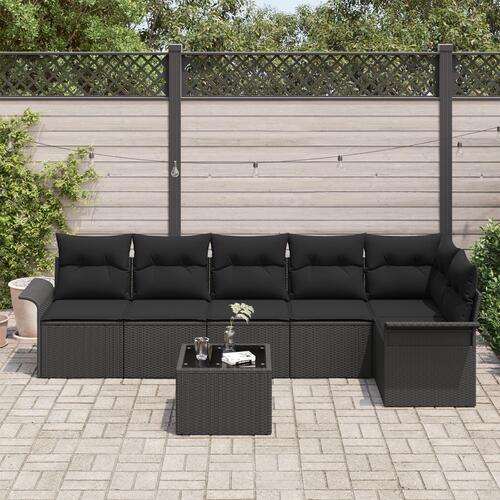 7 Personers Have Sofasæt Med Puder Beige Poly Rattan