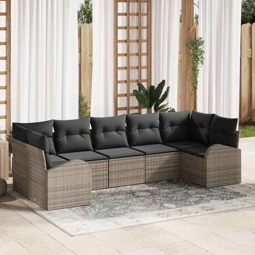 Have Sofasæt Sæt af 7 Mørkegrå Rattan Have Sofa Rektangulær