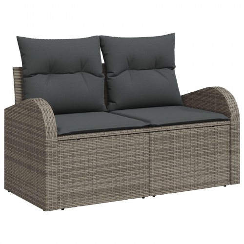 8 delt have sofa sæt med puder grå polyrattan akacia