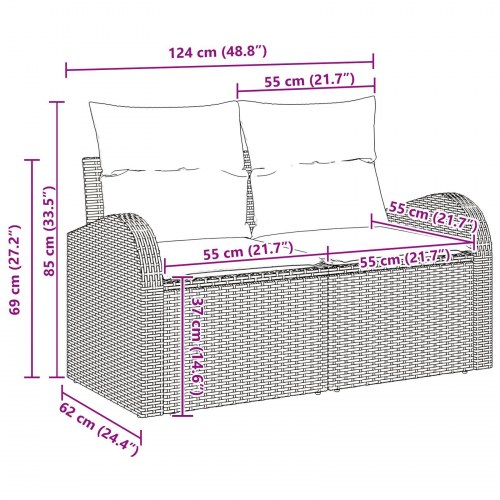 8 delt have sofa sæt med puder grå polyrattan akacia