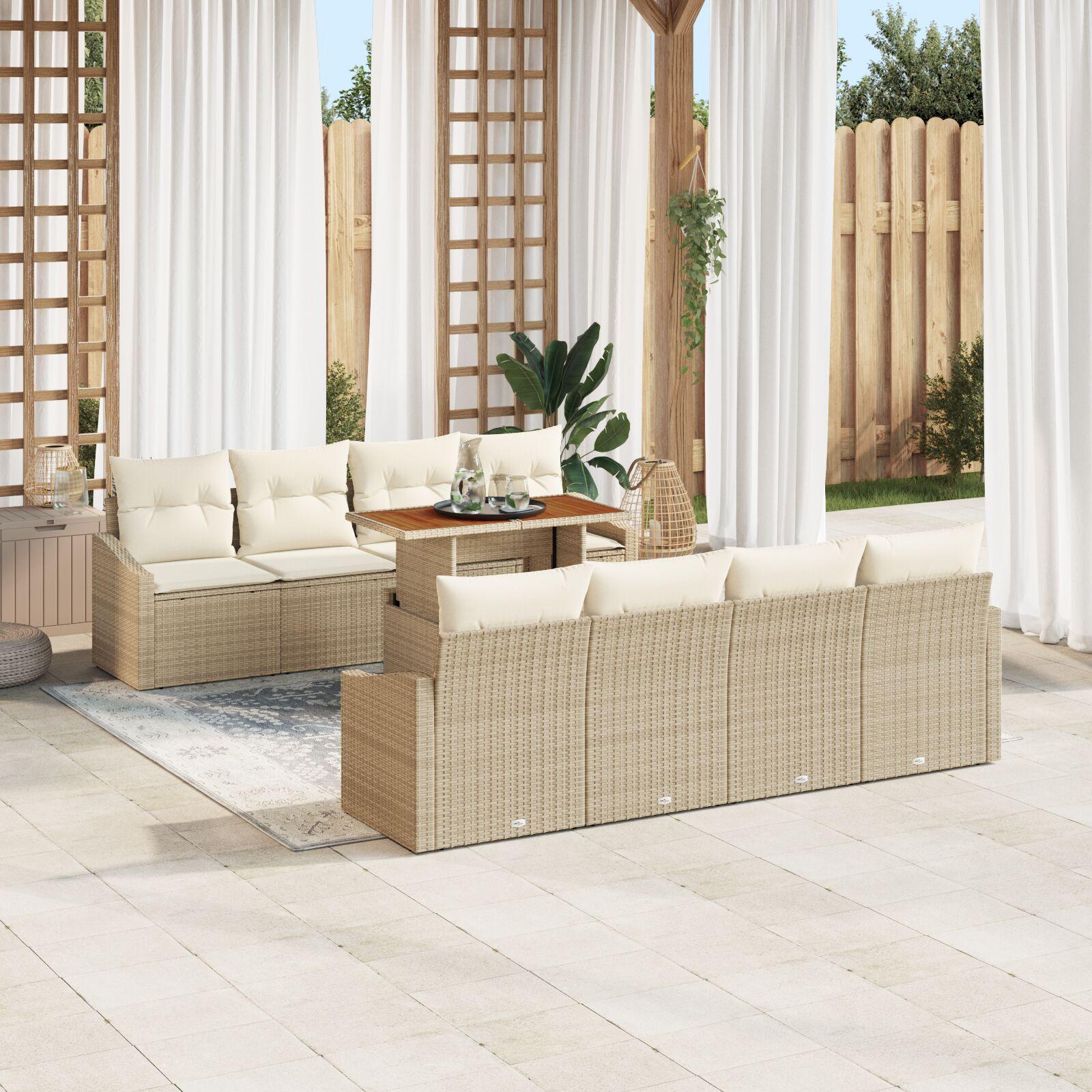 Have Spisebordssæt 9 stk Beige og creme 100 x 55 x 73 cm