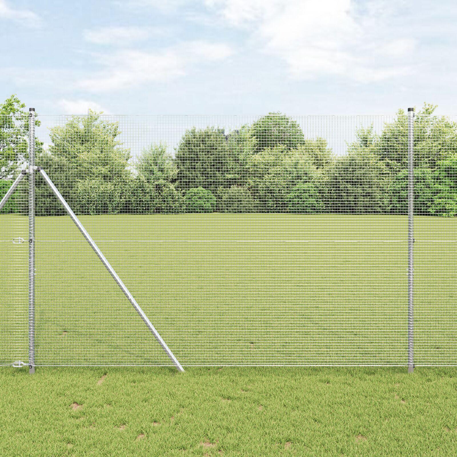 Grundfikseret svejset trådhegn 25 × 1,6 m - sølv mesh