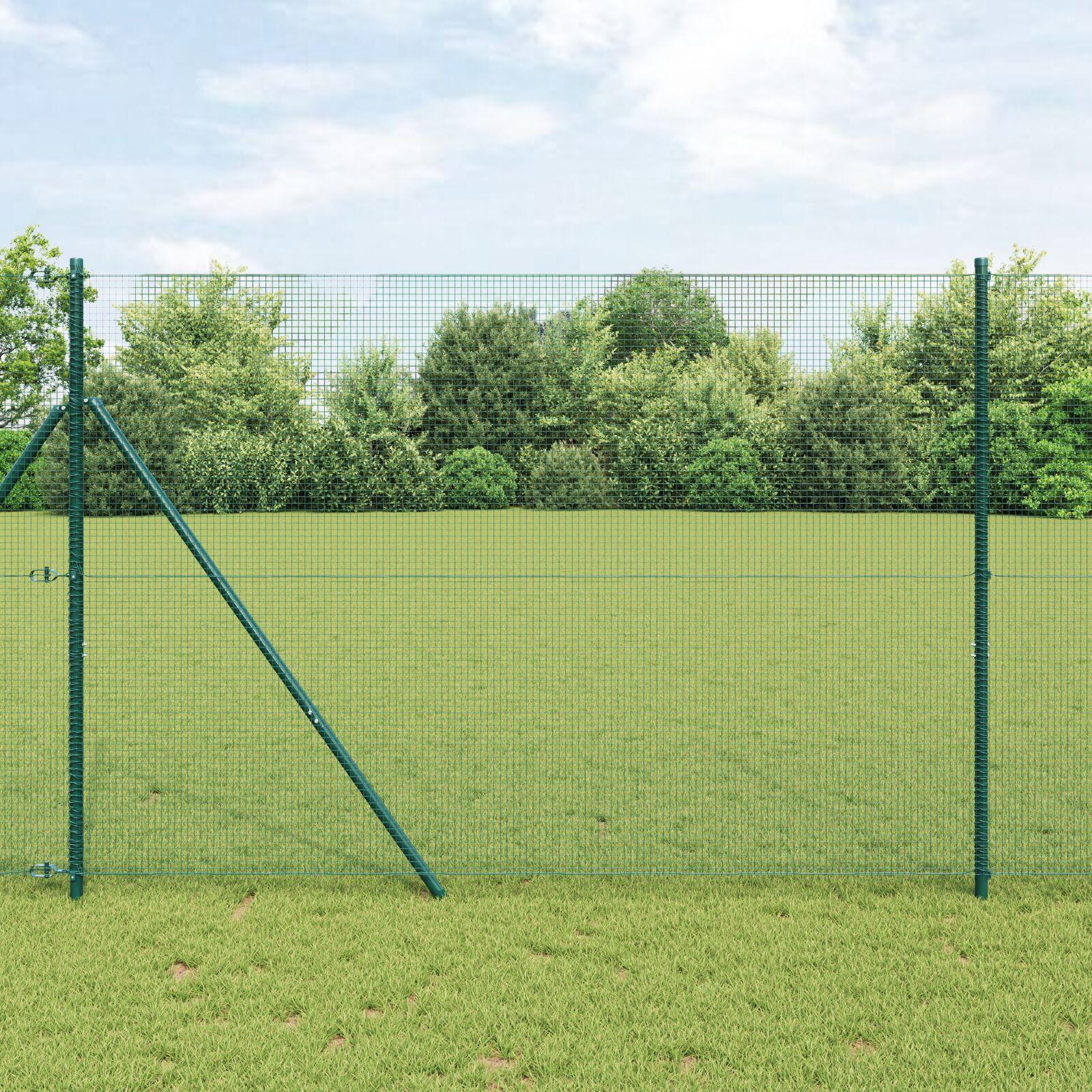 Grundfikseret svejset trådhegn 10 × 1,6 m - PVC-belagt stål, grøn