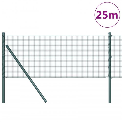 Svejset Trådgitter med 13 Pæle Grøn 0.4x25 m Stål