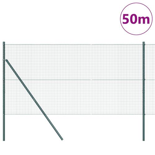 Svejset Stålhegn med 13 Poster Grøn 1x50 m Stål