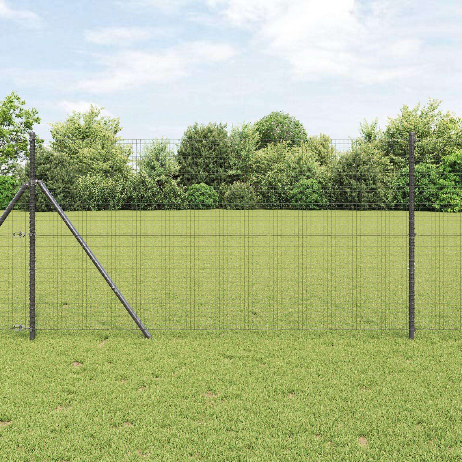 Grundfikseret svejset trådhegn 25 × 1,2 m - PVC-belagt stål, grå