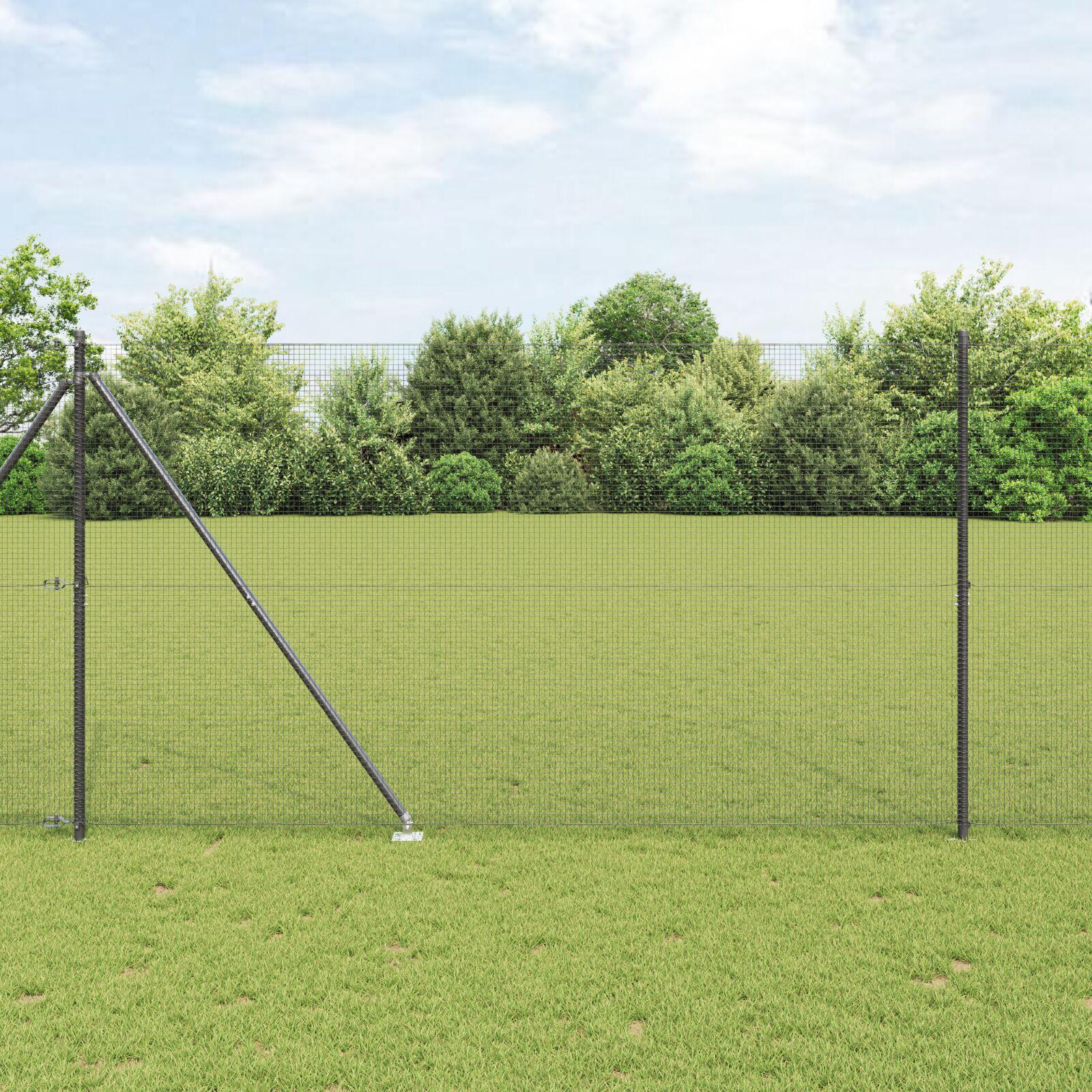 vidaXL Svejset trådhegn med spidser 10 x 1,6 m PVC-belagt Stål Grå