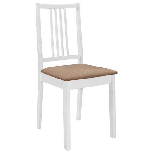Spisebordsstole med hynder 2 stk. massivt træ hvid