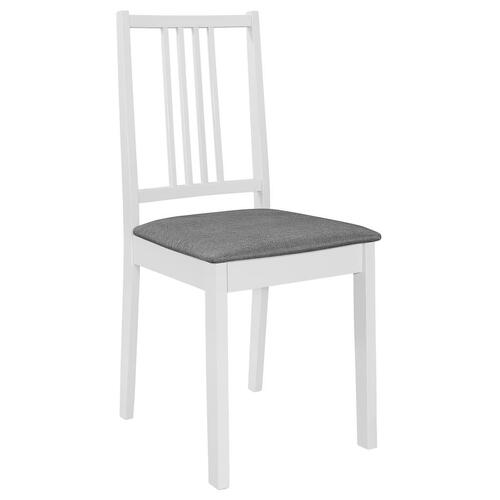 Spisebordsstole med hynder 4 stk. massivt træ hvid