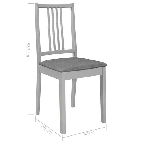 Spisebordsstole med hynder 4 stk. massivt træ grå