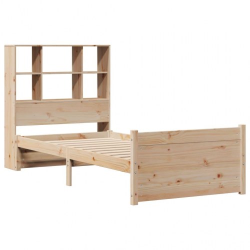 Seng med reol uden madras 90x200 cm massivt fyrretræ