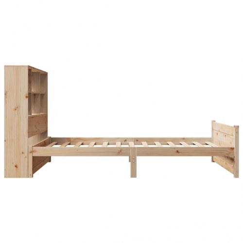Seng med reol uden madras 90x200 cm massivt fyrretræ