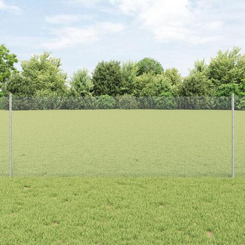 Hæftepæle 11 stk U-Kanal 80 cm Galvaniseret Stål, Sekskantet Hegn 0,8x25 m Galvaniseret Stål
