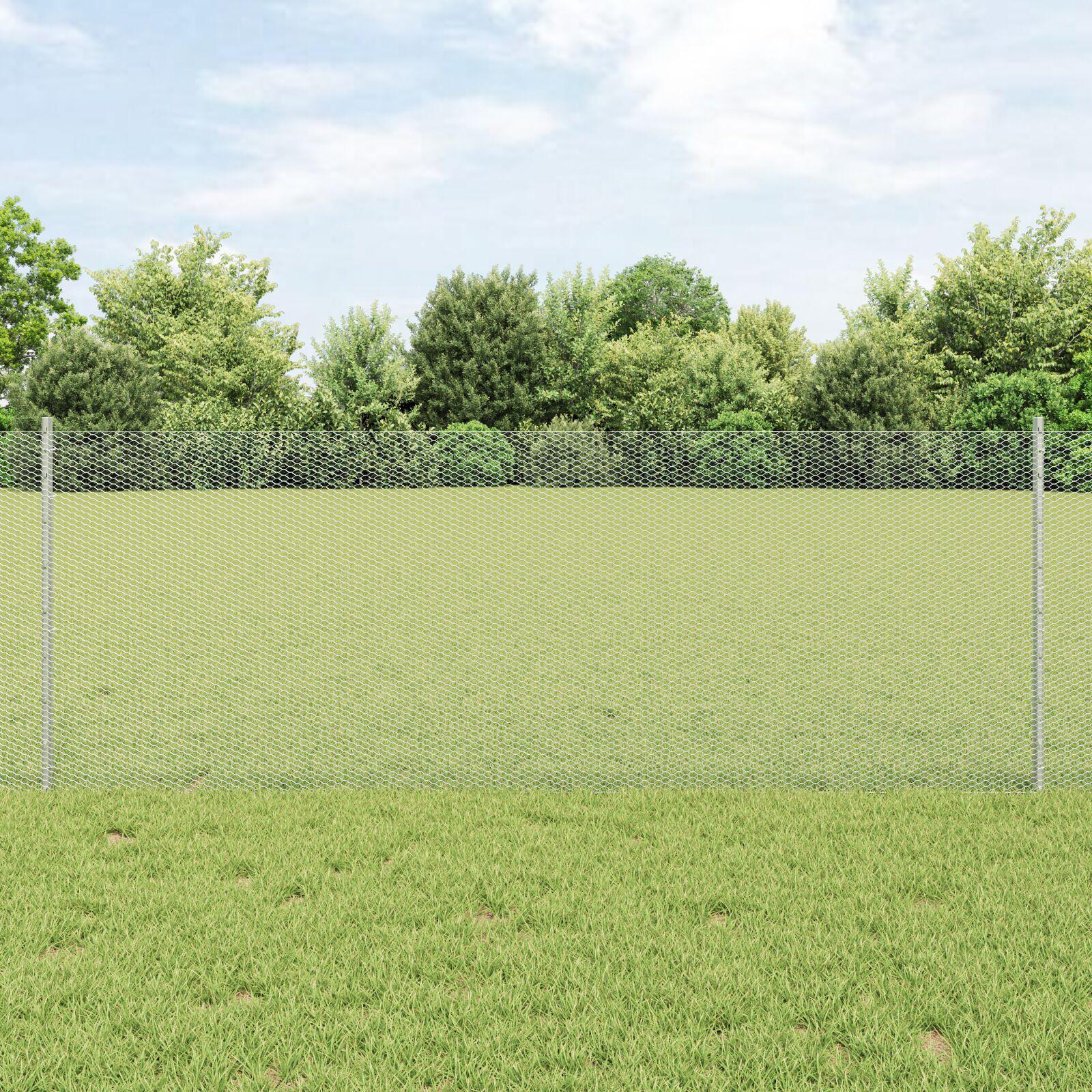 Hæftepæle 11 stk U-Kanal 80 cm Galvaniseret Stål, Sekskantet Hegn 0,8x25 m Galvaniseret Stål
