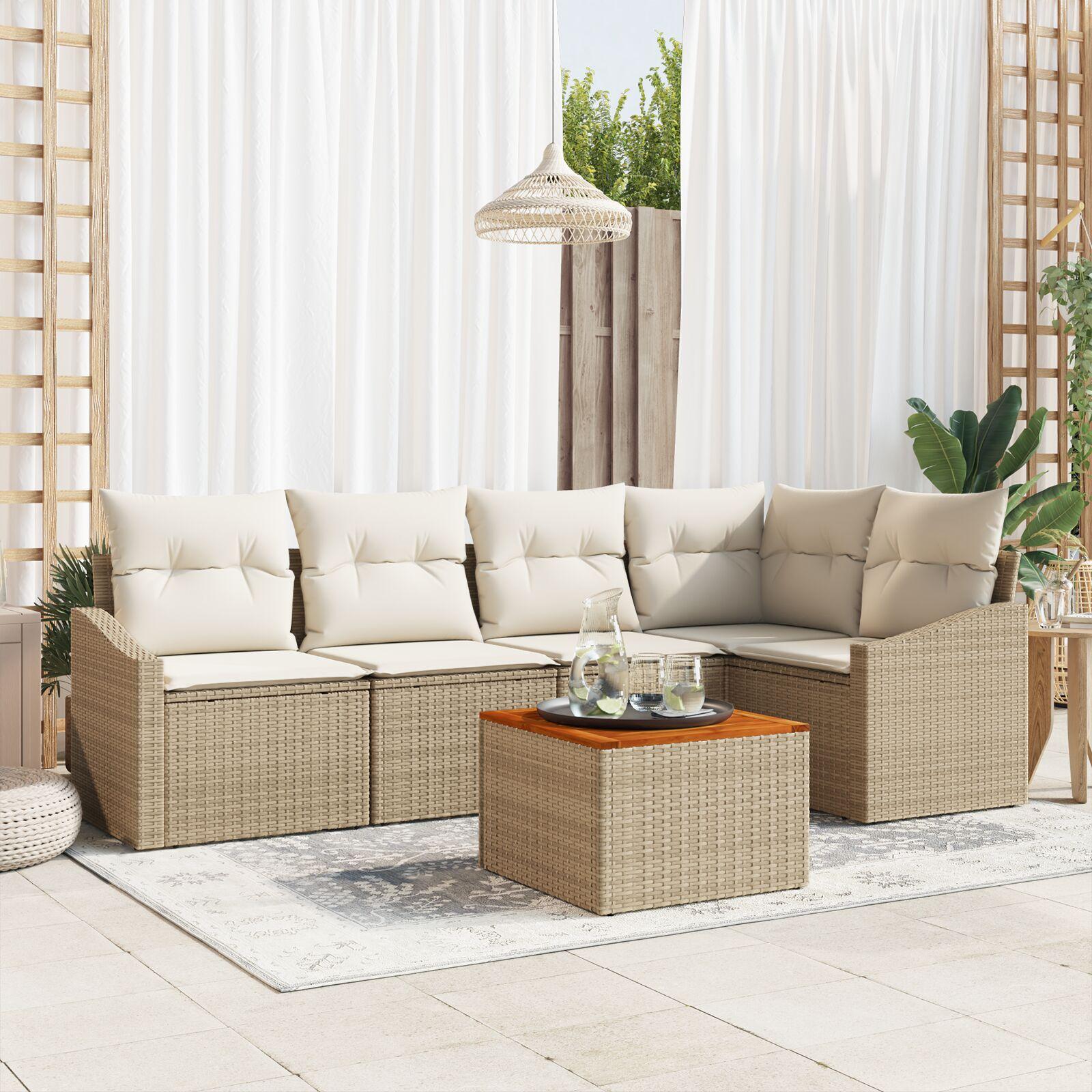 Havesofa Sæt 6 stk Beige og hvid