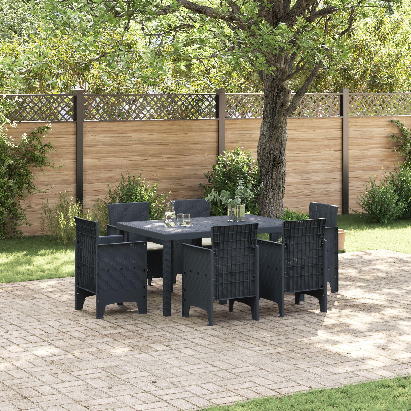 Have spisebordssæt i polyrattan - 7 dele, antracit