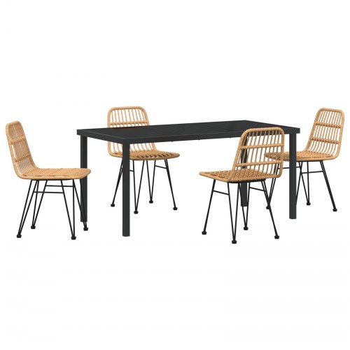 5-delt Have Spisestol Sæt Brun Poly Rattan