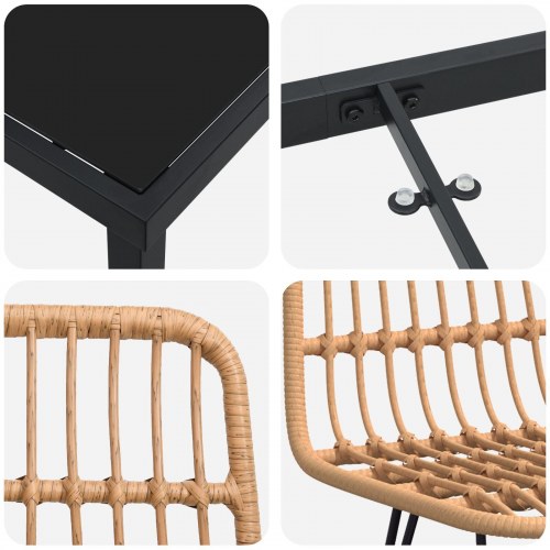 5-delt Have Spisestol Sæt Brun Poly Rattan