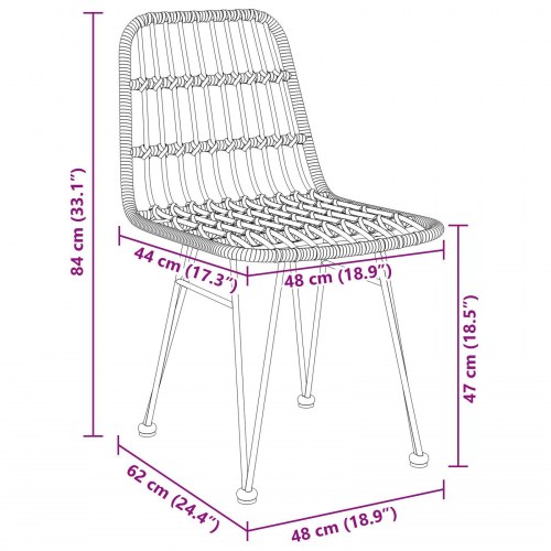 5-delt Have Spisestol Sæt Brun Poly Rattan