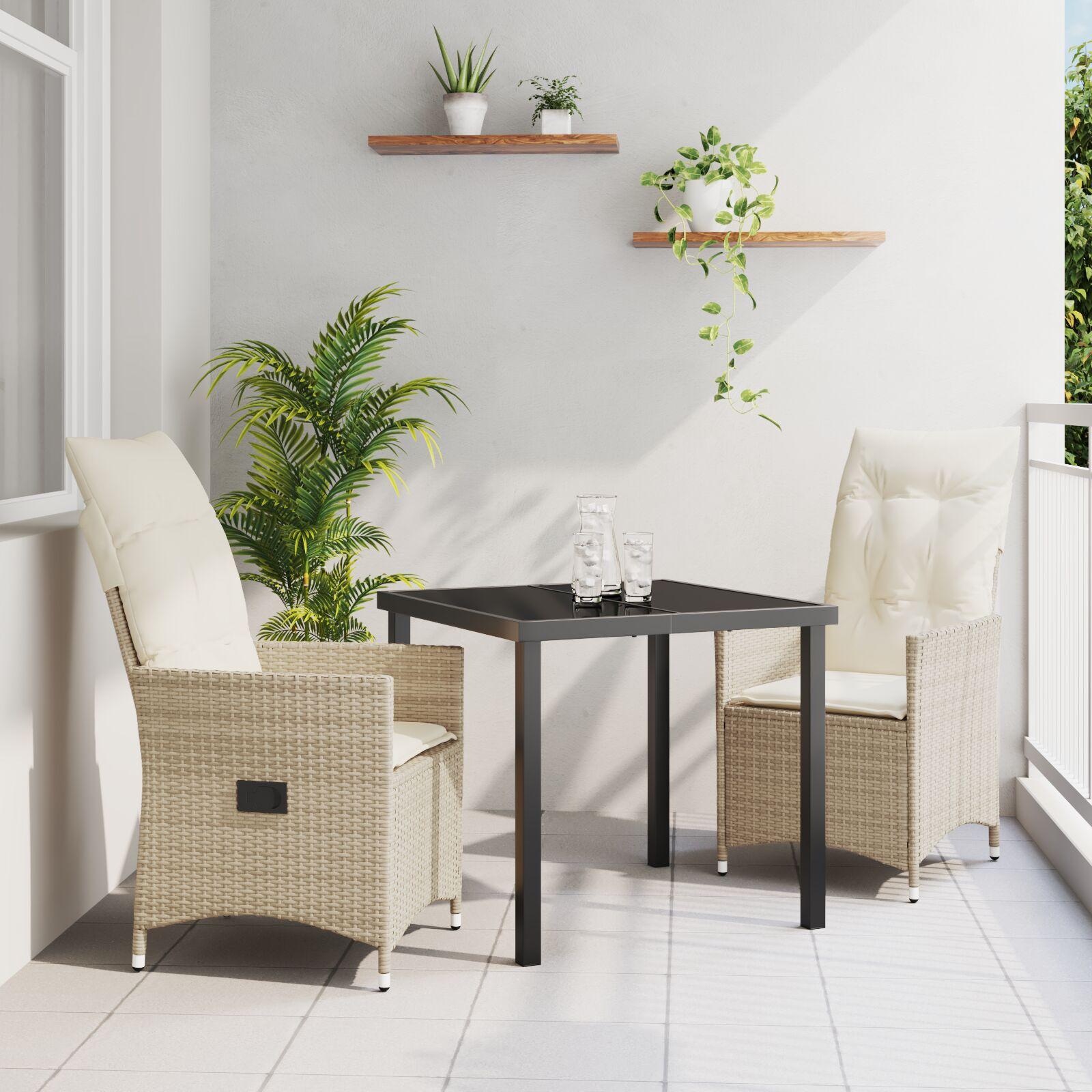 Have Spisebordssæt med pude 3 stk Beige Poly rattan