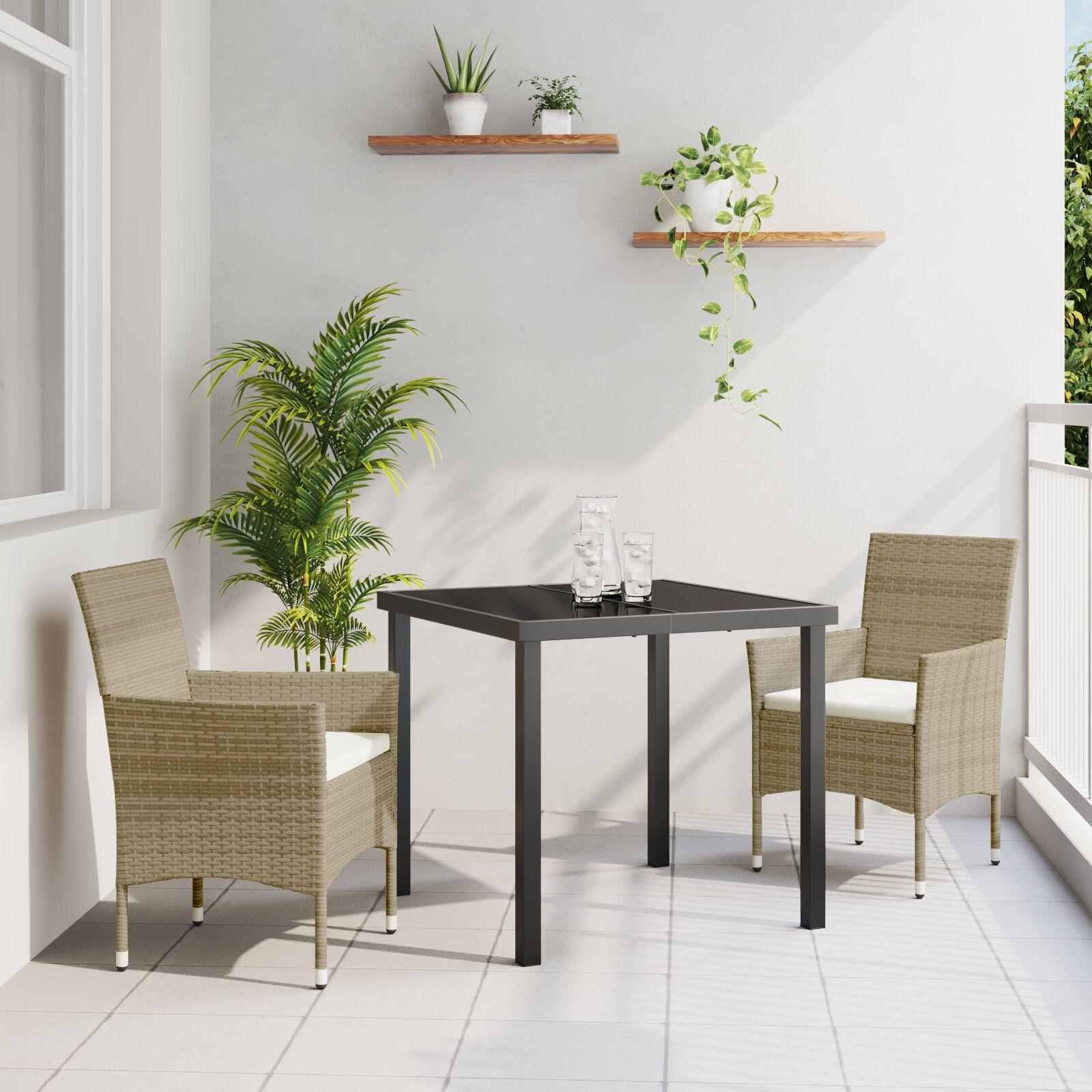 Have Spisebordssæt med pude 3 stk Beige Poly rattan
