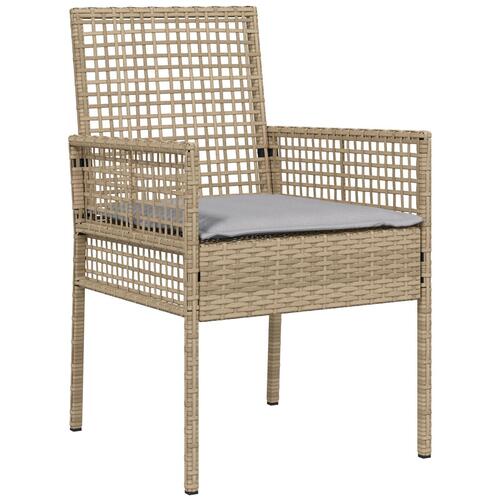 5 Deles Havemøbler Sæt med Puder Beige Poly Rattan