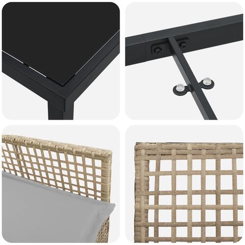 5 Deles Havemøbler Sæt med Puder Beige Poly Rattan