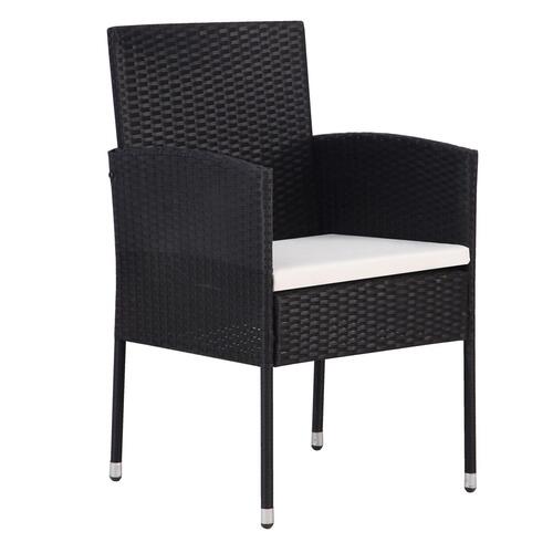 9-Delt Have Spisebordssæt med Puder Sort Polyrattan