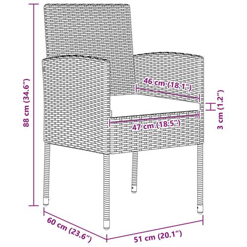 9-Delt Have Spisebordssæt med Puder Sort Polyrattan