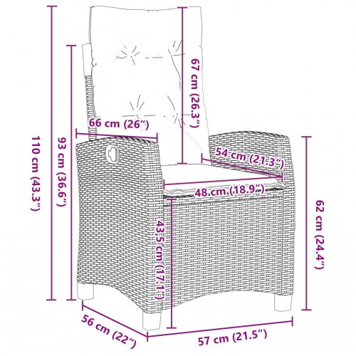 5-delt Garden Dining Set med Hynder Lysegrå Poly Rattan
