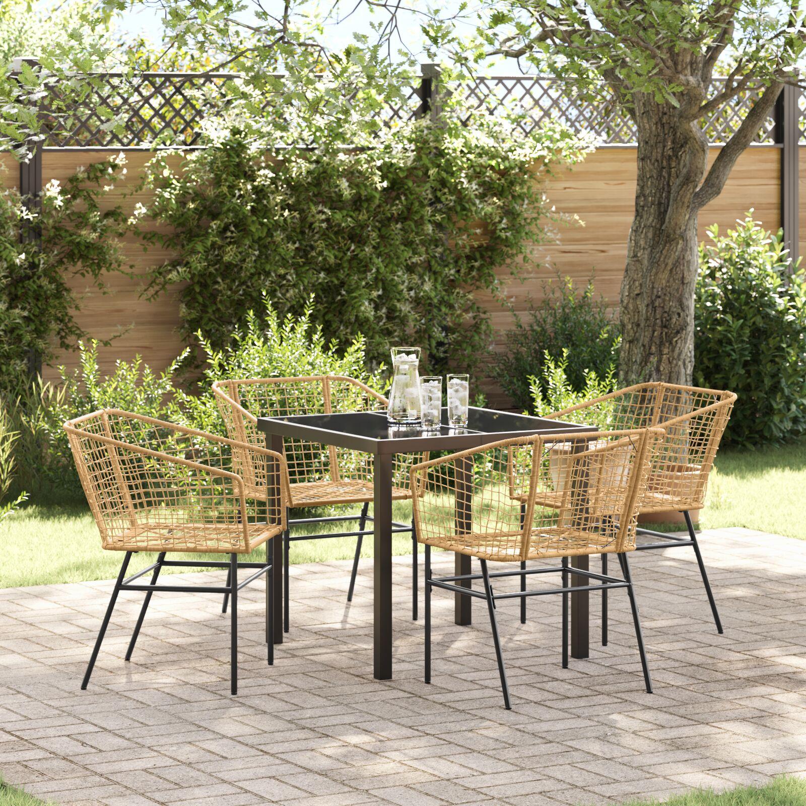 Have Spisebordssæt 3 Dele Polyrattan - Naturfarvet / 80 cm / 4-personers