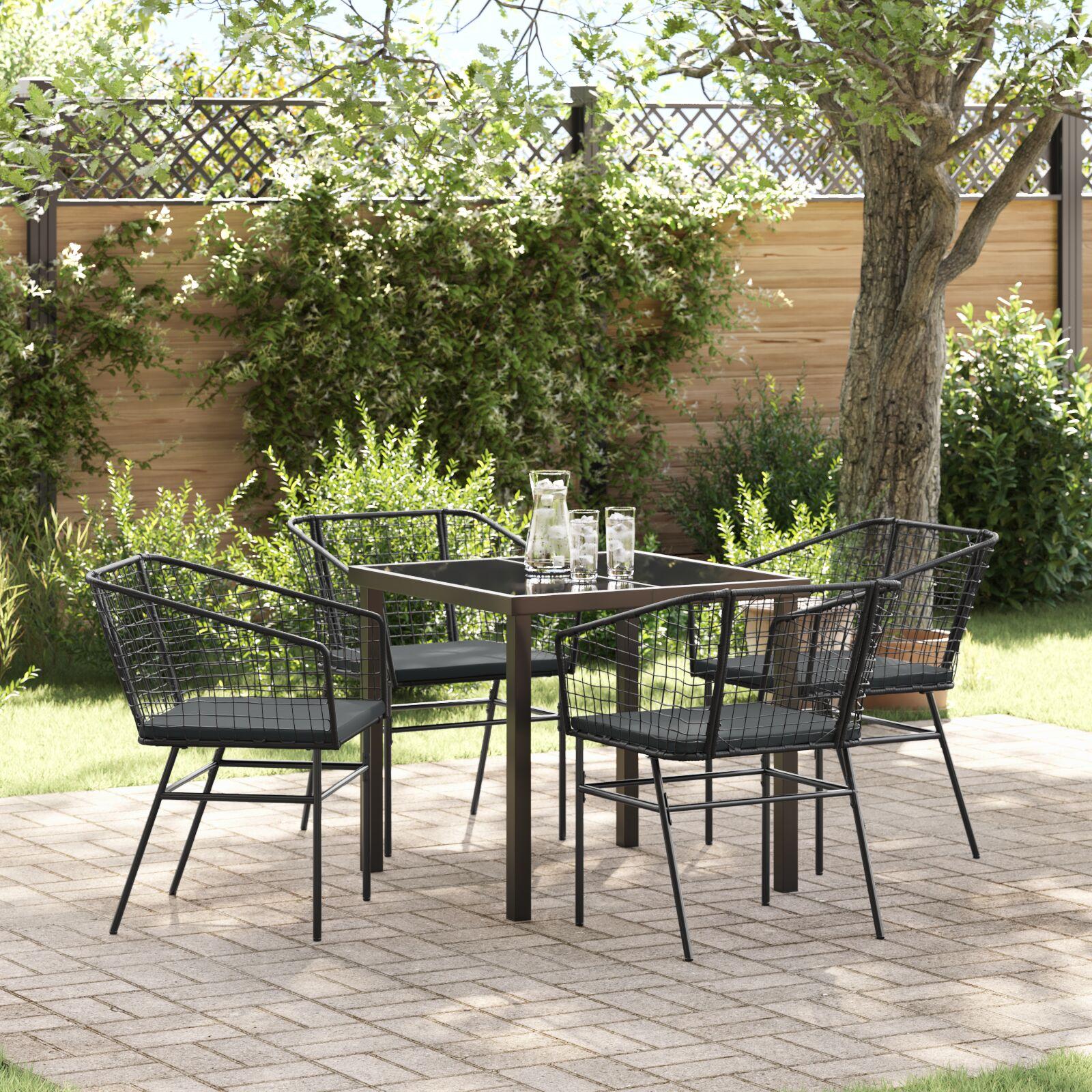 Have Spisebordssæt 3 Dele Polyrattan - Sort og mørkegrå / 80 cm / 4-personers