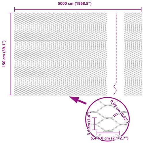 Hexagon Hegn 1.5x50 m Galvaniseret Stål
