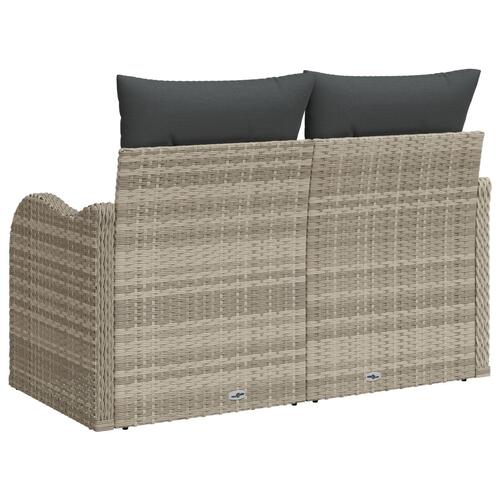 2-personers have sofa med opbevaring og puder lys grå poly rattan