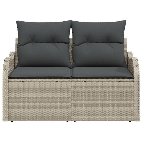 2-personers have sofa med opbevaring og puder lys grå poly rattan
