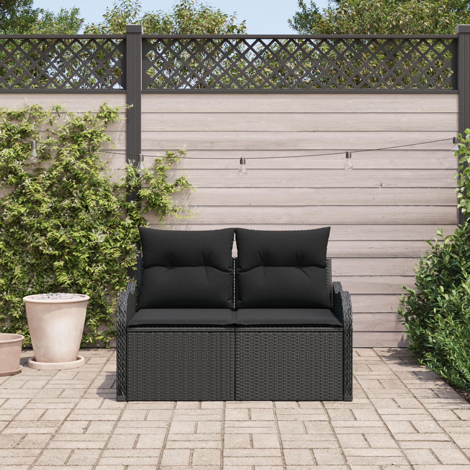 Havemøbelsofa med pude Sort 121 x 62 x 69cm polyrattan