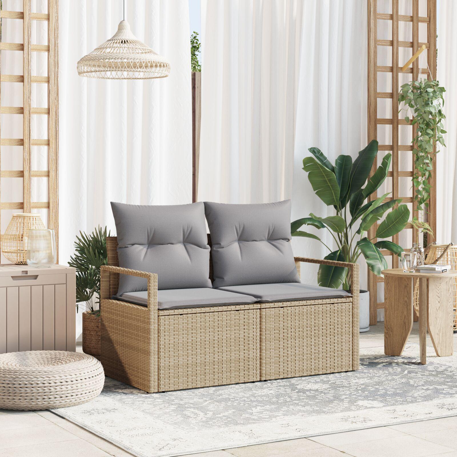 Havemøbelsofa med pude Beige 120 x 62 x 69cm polyrattan
