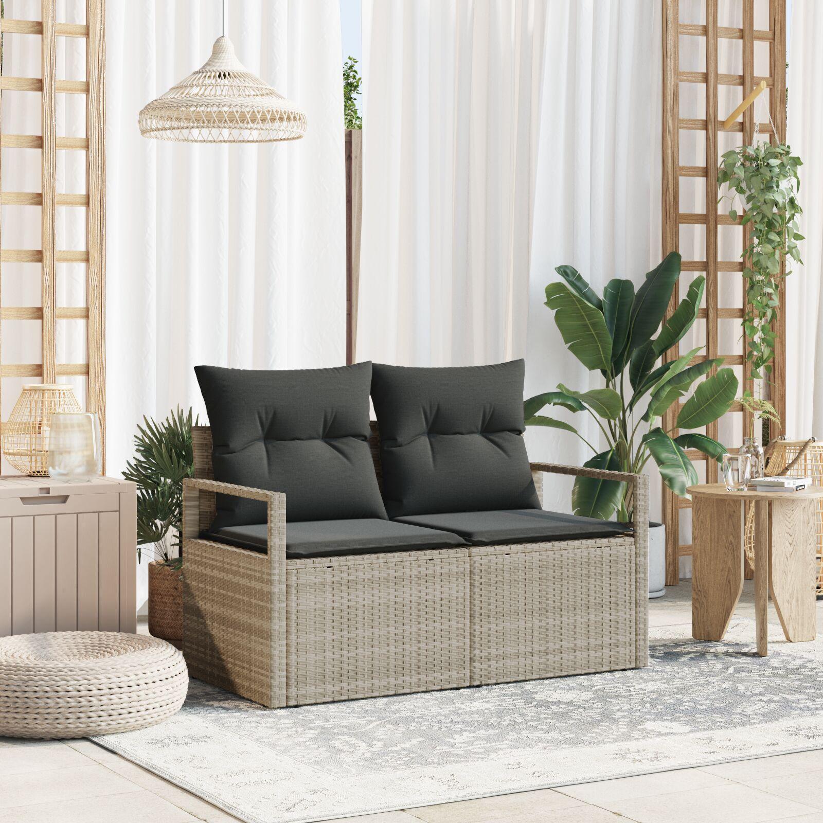Havemøbelsofa Med Pude 120 X 62 X 69 Cm Polyrattan - Lysegrå
