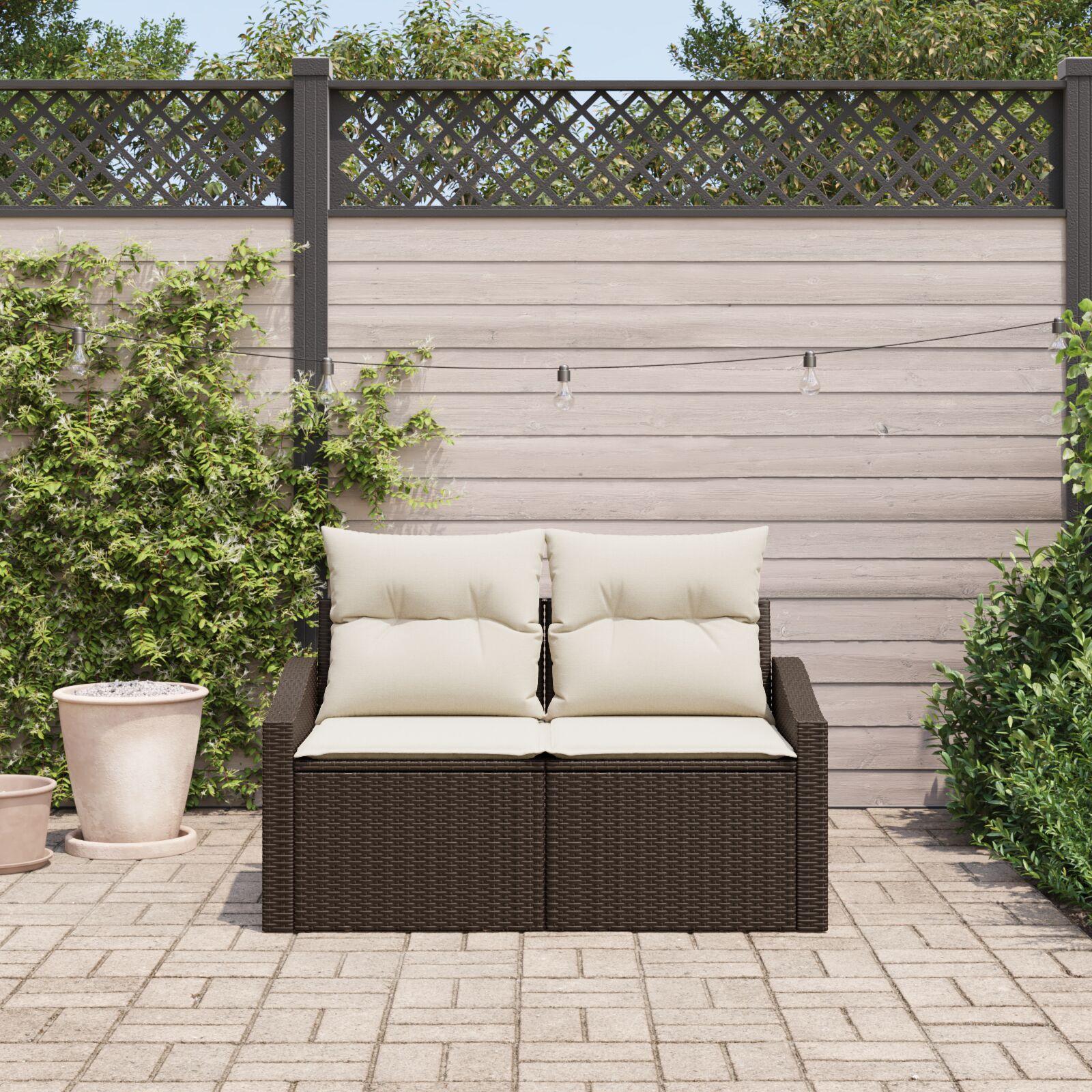 Havemøbelsofa med pude Brun 123 x 62 x 69cm polyrattan