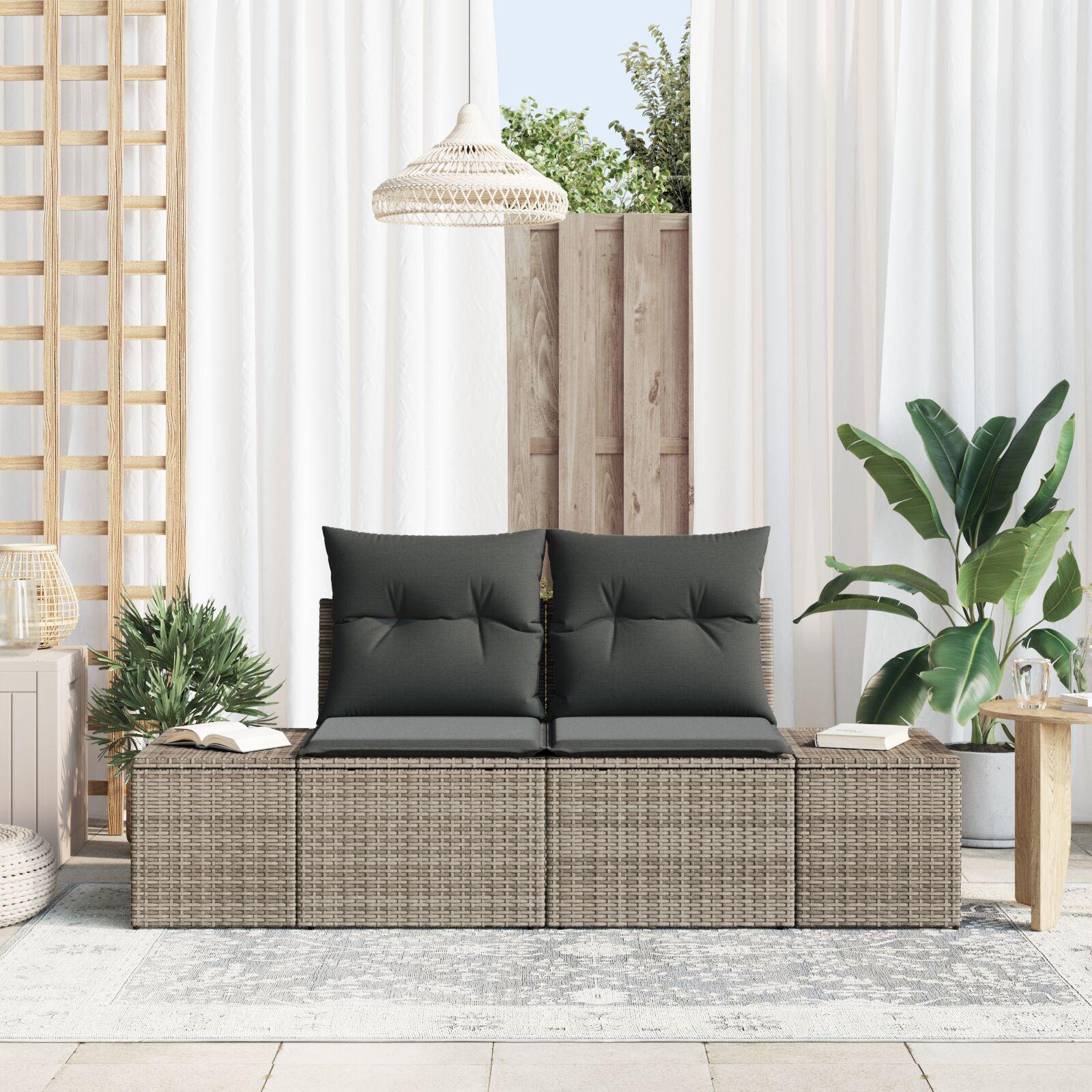 Havemøbelsofa med pude Grå 123 x 62 x 69cm polyrattan