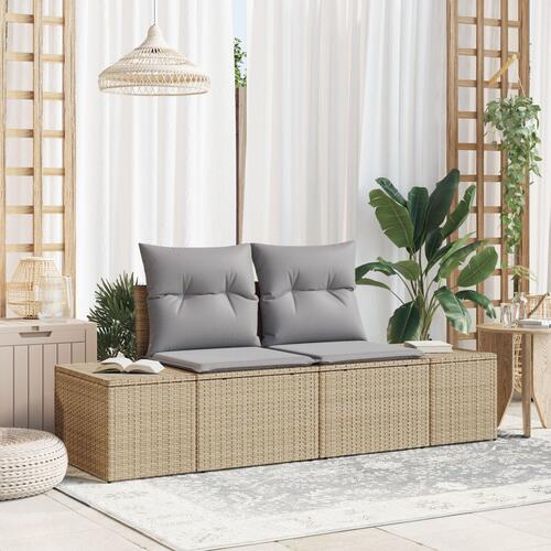 2-personers have sofa med opbevaring & puder Beige Poly Rattan